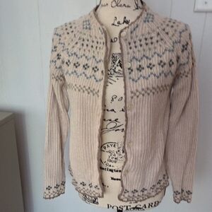 Woolrich Beige and Gray Patterned Cardigan